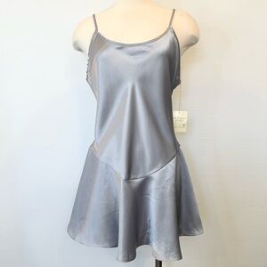90s Victoria’s Secret Collection NWT Silky Satin Silver Vintage Slip Dress M🔥🔥